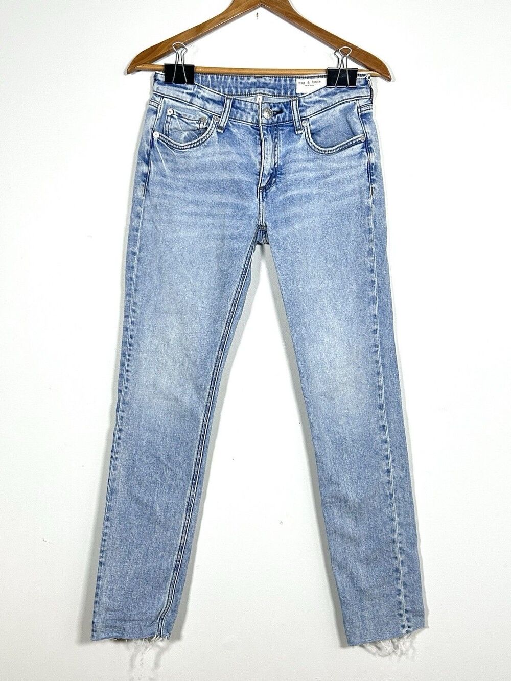 Rag & Bone Dre Low Rise Slim Boyfriend Jeans Womens 24 Daphne Light Wash Raw Hem